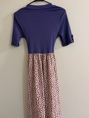 Two-Tone Navy and Pink Patterned Dress